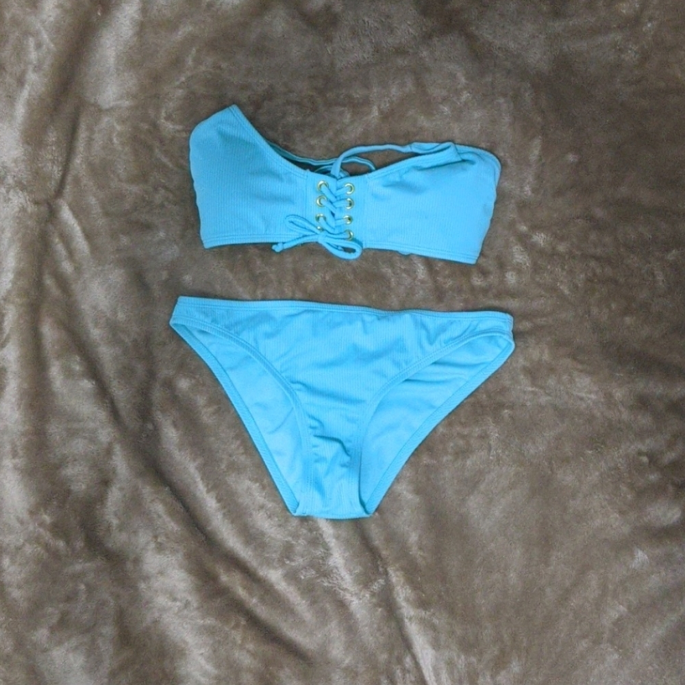 Bright blue bikini